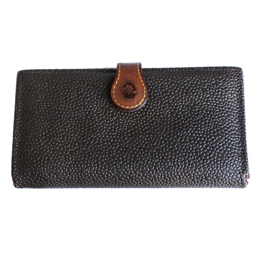 Mulberry Wallet Long Bifold Brown Caviar Leather Tan Leather Trim Vintage - Picture 2 of 10
